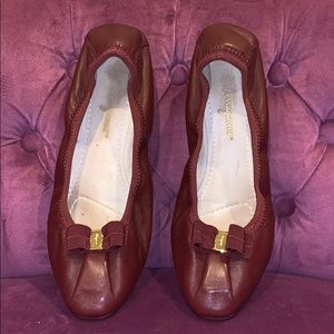 Salvatore Ferragamo My Joy Burgundy Leather Flats